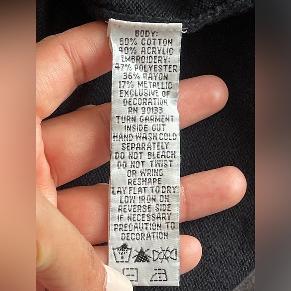 Bob Mackie Wearable Art Cardigan Sweater Sz 2X Black Embellished 3/4 Sleeve Knit - Picture 9 of 10